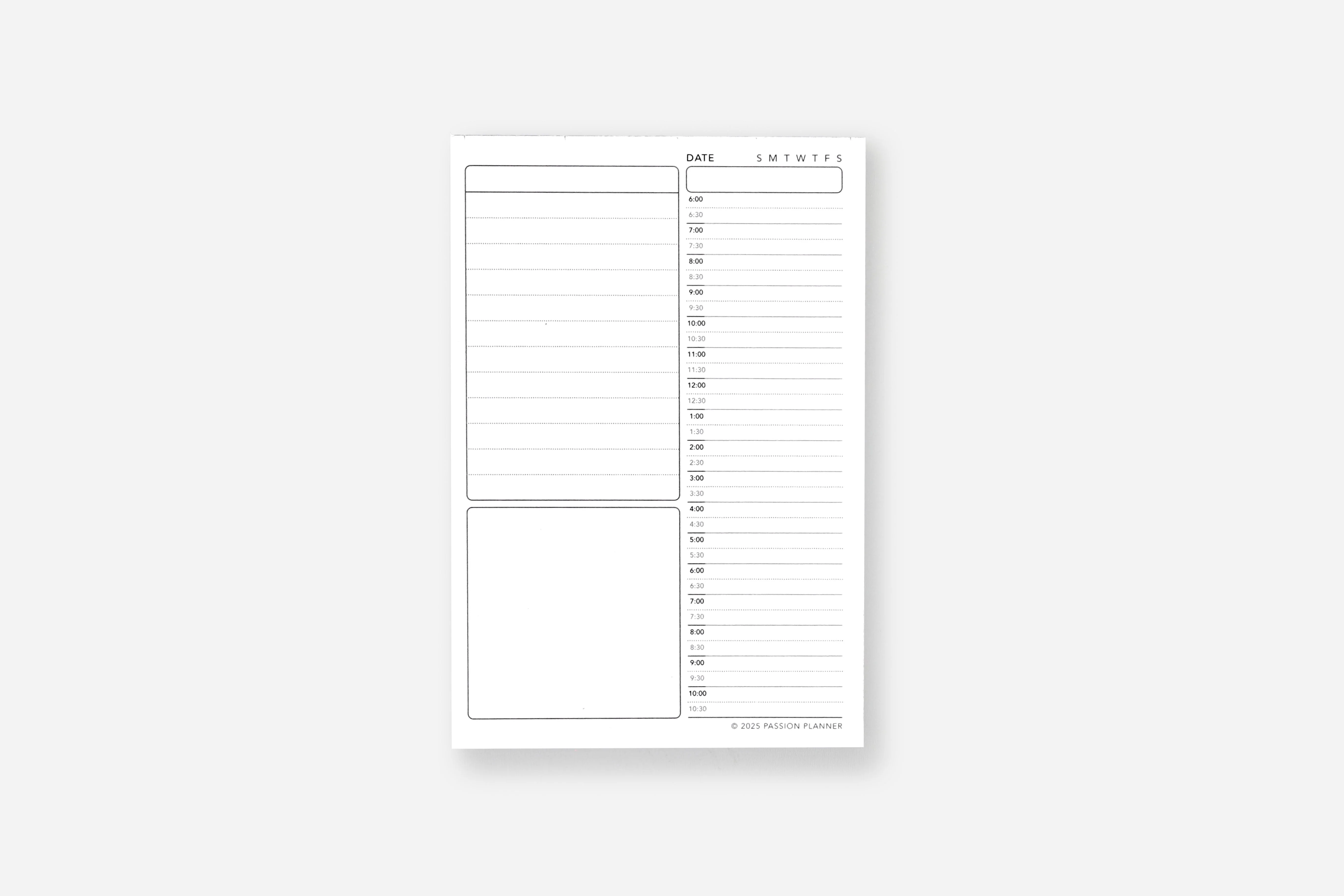 Notepad Insert - Daily Schedule