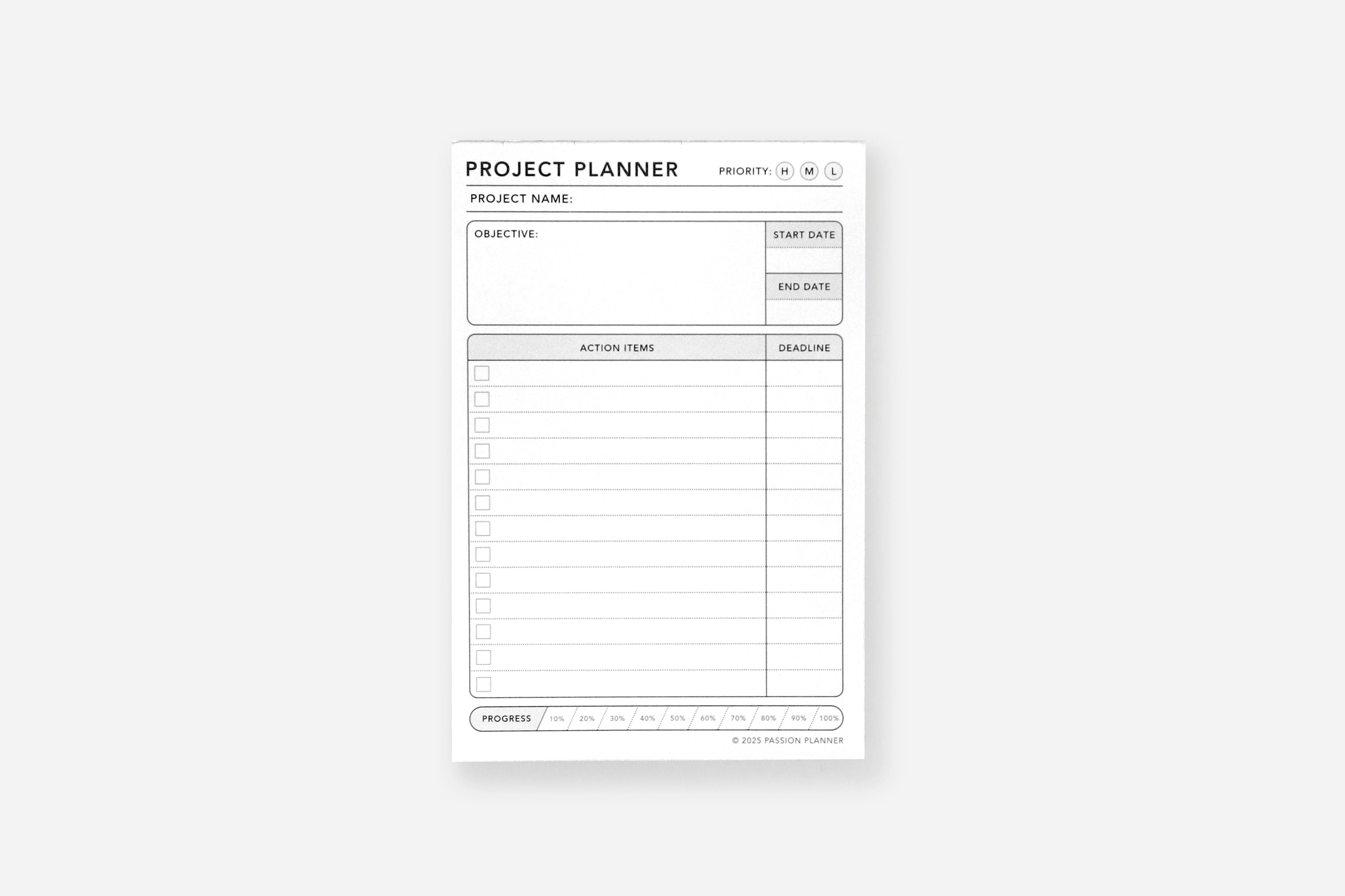 Notepad Insert - Project Planner